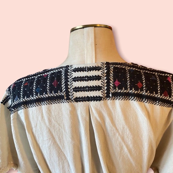 Madewell Linen Boho Dress with Tie Tribal Print - Picture 7 of 14